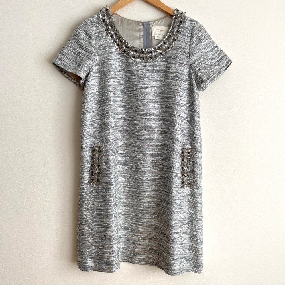Kate Spade Metallic Beaded Embellished Mini Shift Dress
